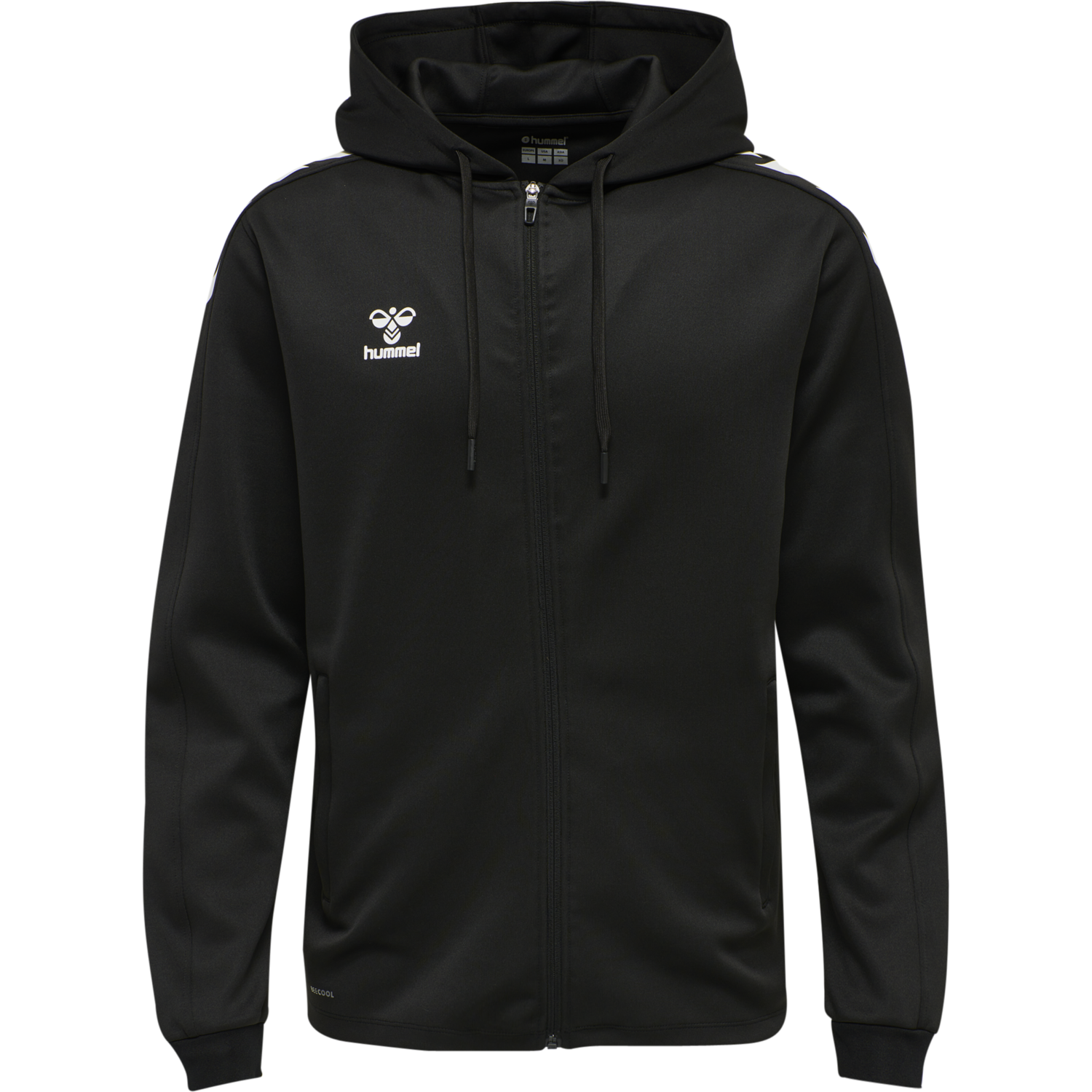 hmlCORE XK POLY ZIP HOOD SWEAT, BLACK, packshot