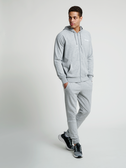 hmlISAM ZIP HOODIE, GREY MELANGE, model