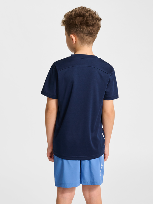 hmlJR PULSE TRAINING T-SHIRT, DRESS BLUES, model