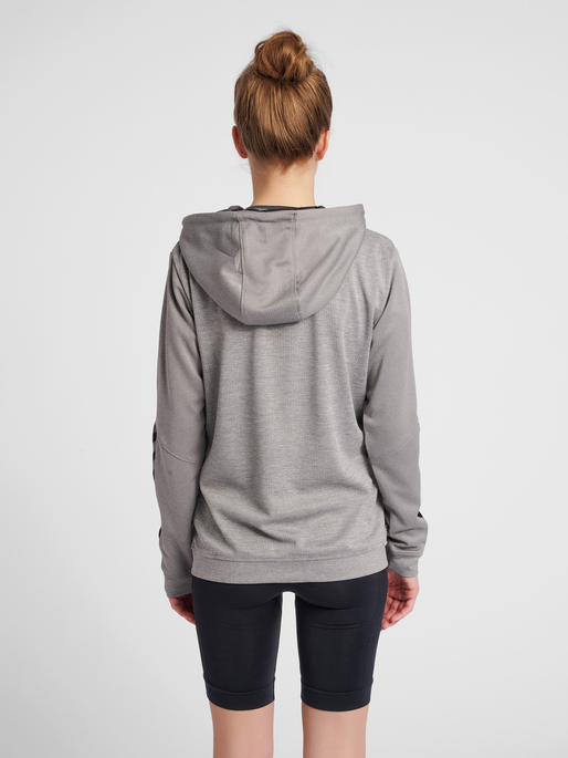 hmlAUTHENTIC POLY ZIP HOODIE WOMAN, GREY MELANGE, model