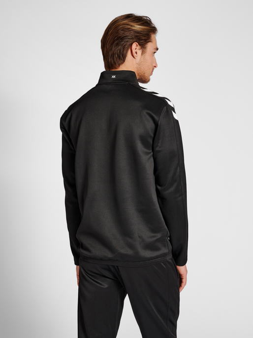 hmlCORE XK HALF ZIP POLY SWEAT, BLACK/BLACK, model
