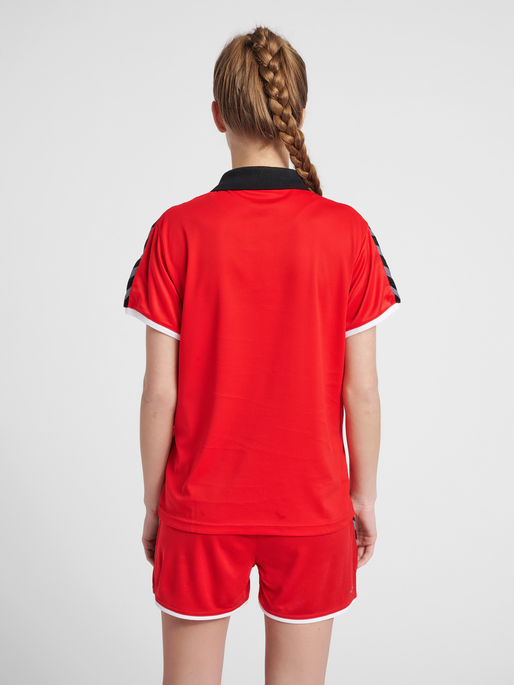 hmlAUTHENTIC WOMAN FUNCTIONAL POLO, TRUE RED, model