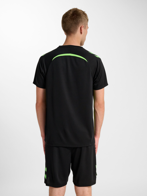 hmlLEAD 2.0 JERSEY S/S, BLACK/GREEN GECKO, model