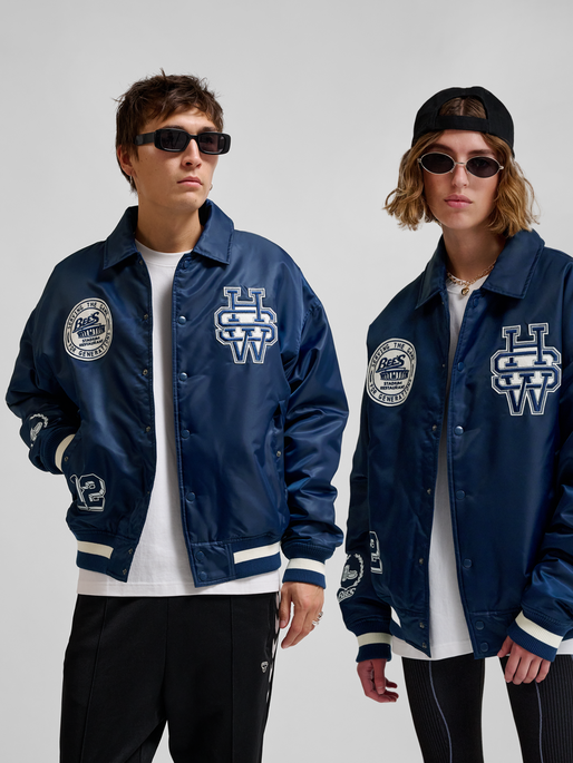 hmlLETTERMAN JACKET HSW, DRESS BLUES, model