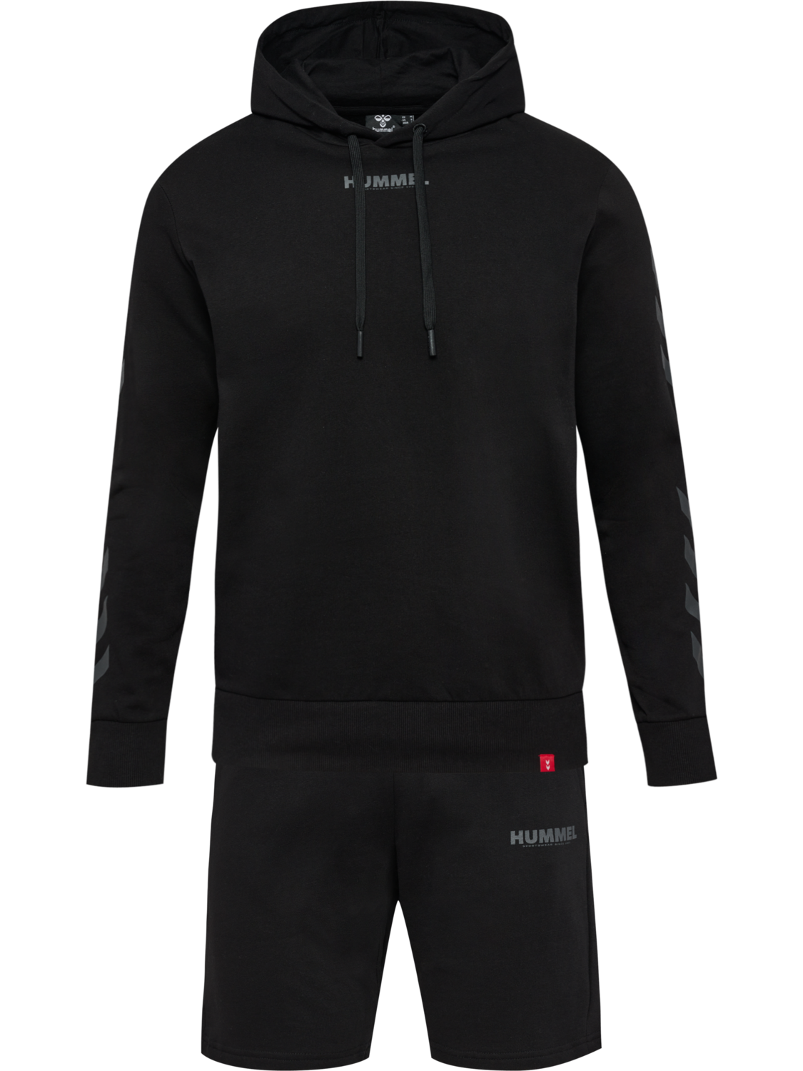 hmlLEGACY HOODIE + SHORTS SET, BLACK, packshot