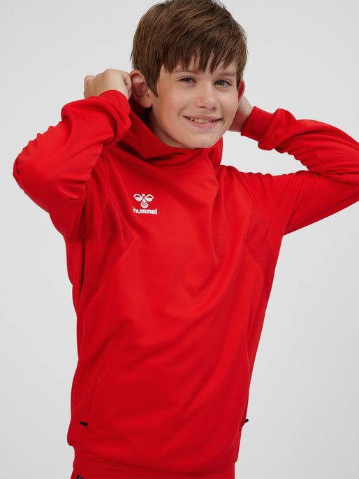 hmlAUTHENTIC PL HOODIE KIDS, TRUE RED, model