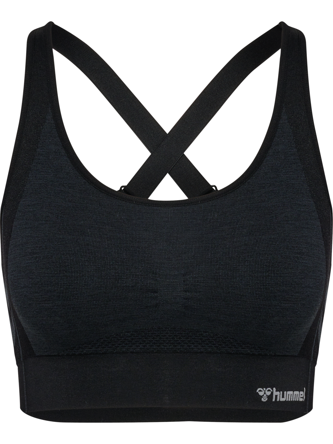 hmlMT SHINE SEAMLESS SPORTS BRA, BLACK MELANGE, packshot