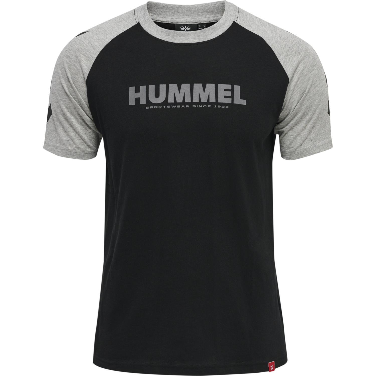 hmlLEGACY BLOCKED T-SHIRT, BLACK/GREY MELANGE, packshot