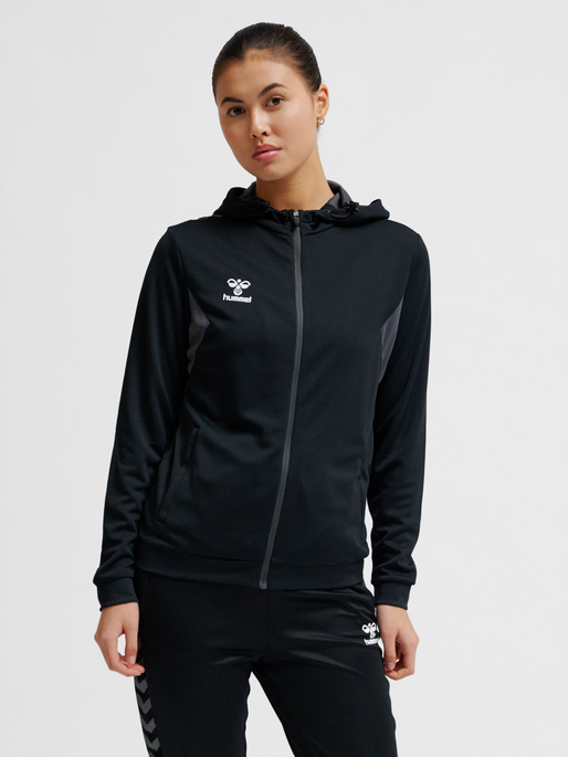 hmlAUTHENTIC PL ZIP HOODIE WOMAN, BLACK, model