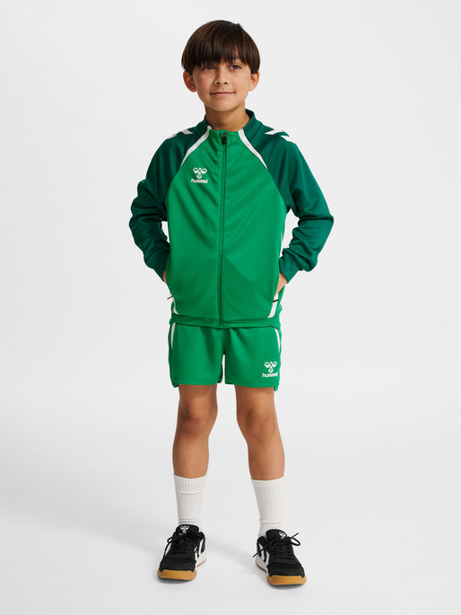 hmlLEAD 2.0 TRACK ZIP JACKET KIDS, JELLY BEAN/EVERGREEN, model