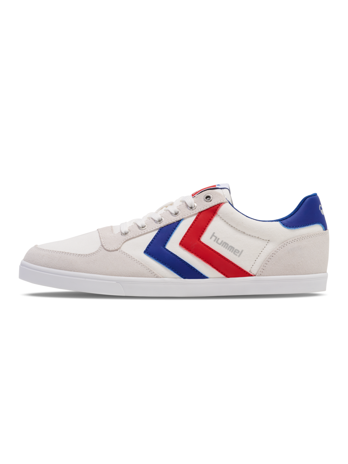 HUMMEL SLIMMER STADIL LOW, WHITE/BLUE/RED/GUM, packshot