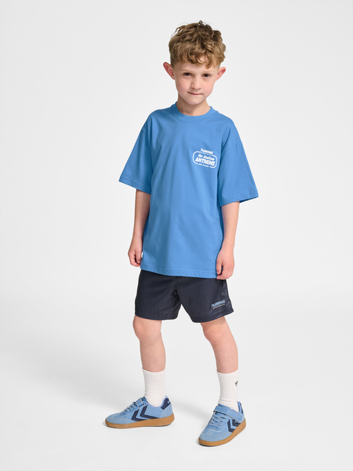 hmlJR LOOSE T-SHIRT S/S STADIUM, LICHEN BLUE, model