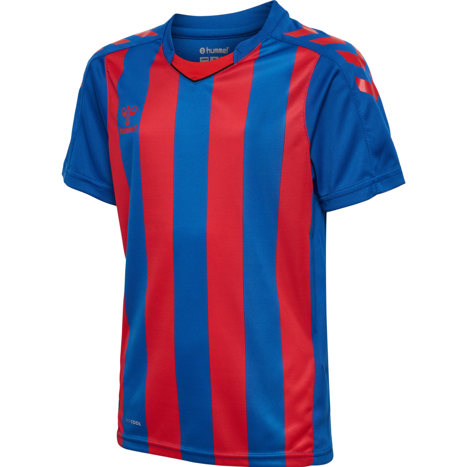 hmlCORE XK STRIPED JERSEY S/S KIDS, TRUE BLUE/TRUE RED, packshot
