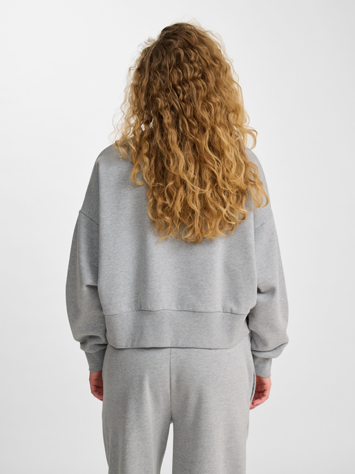 hmlBOXY W CREWNECK BEE, GREY MELANGE, model