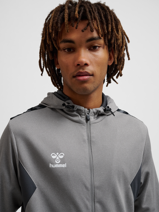 hmlAUTHENTIC PL ZIP HOODIE, GREY MELANGE, model