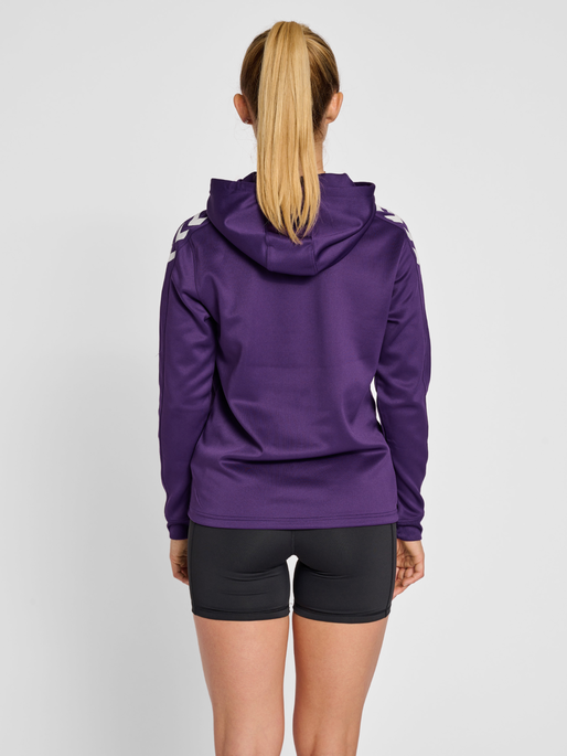 hmlCORE XK POLY ZIP HOOD SWEAT WOMA, ACAI/WHITE, model