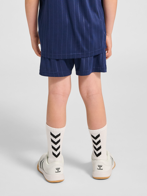 hmlJR GOAL STRIPE SHORTS, DRESS BLUES, model