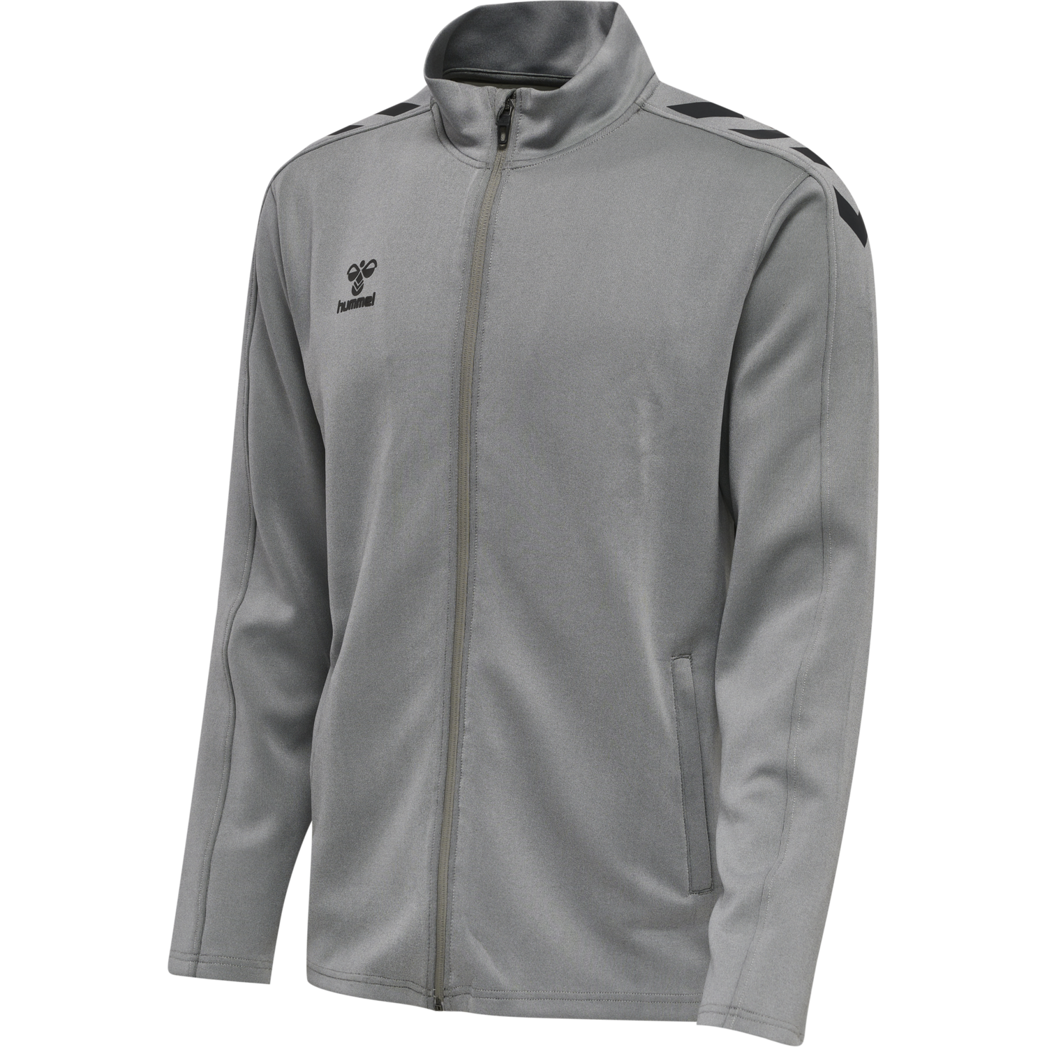 hmlCORE XK POLY ZIP SWEAT, GREY MELANGE, packshot