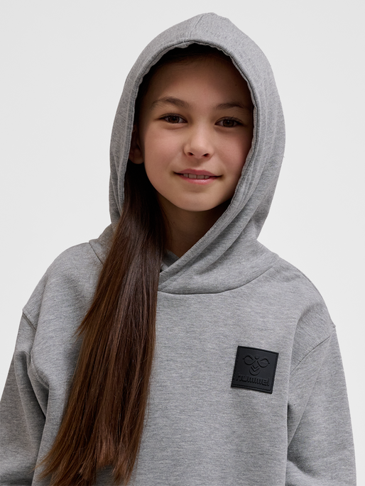hmlCLEAN HOODIE, GREY MELANGE, model