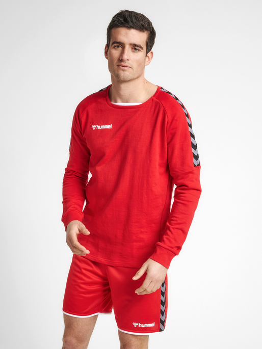 hmlAUTHENTIC TRAINING SWEAT, TRUE RED, model