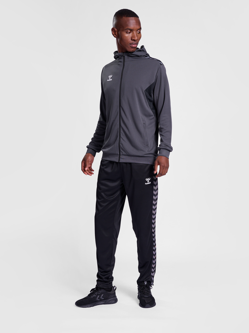 hmlAUTHENTIC PL ZIP HOODIE, ASPHALT, model