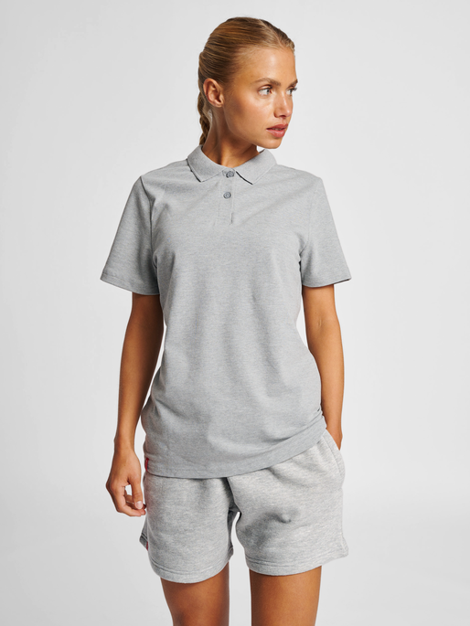 hmlRED STRETCH POLO WOMAN, GREY MELANGE, model