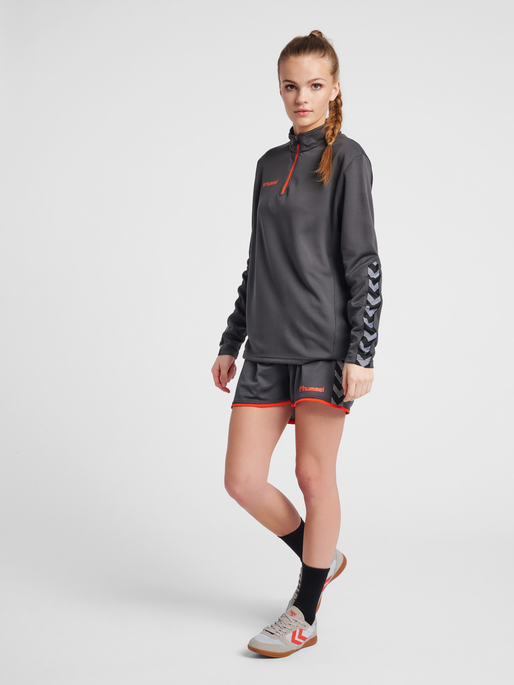 hmlAUTHENTIC HALF ZIP SWEATSHIRT WO, ASPHALT, model