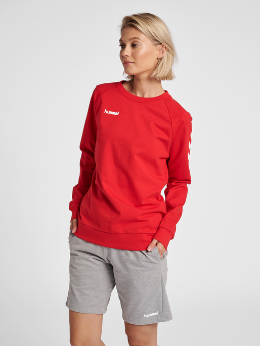 HMLGO COTTON SWEATSHIRT WOMAN, TRUE RED, model