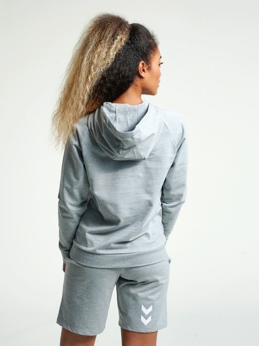 HMLGO COTTON LOGO HOODIE WOMAN, GREY MELANGE, model