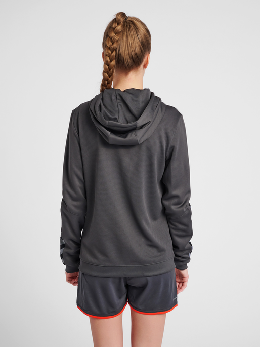 hmlAUTHENTIC POLY ZIP HOODIE WOMAN, ASPHALT, model