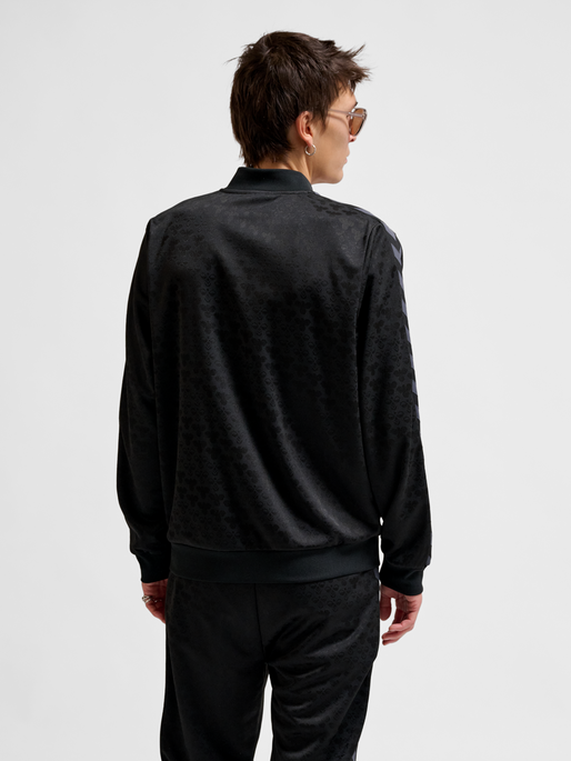 hmlARCHIVE REGULAR POLY JACKET AOP, BLACK/EBONY, model