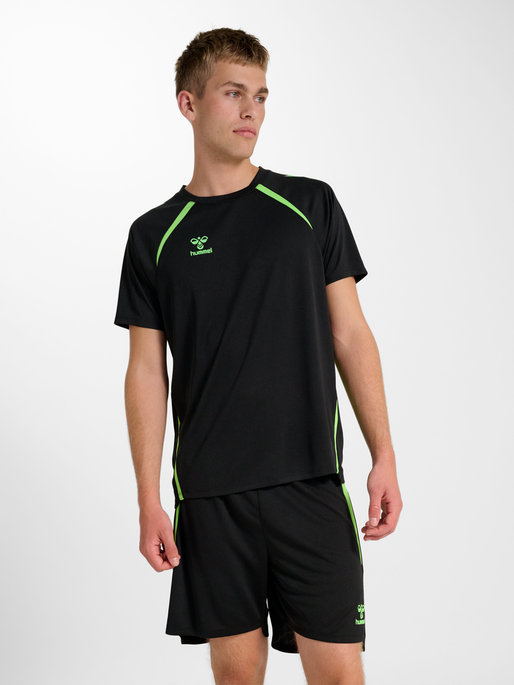 hmlLEAD 2.0 JERSEY S/S, BLACK/GREEN GECKO, model