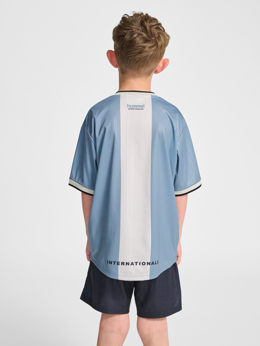 hmlJR LOOSE BALL  JERSEY S/S, FADED DENIM, model