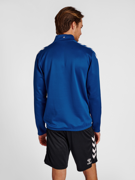 hmlCORE XK HALF ZIP POLY SWEAT, TRUE BLUE, model