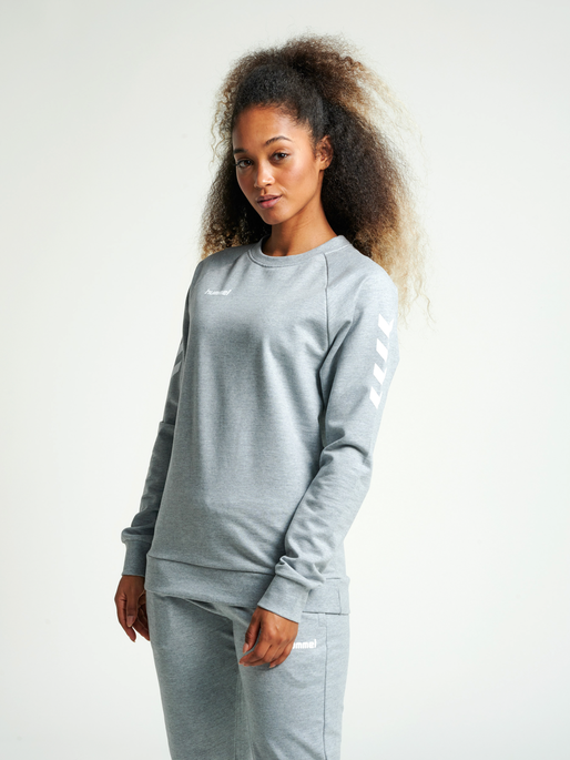 HMLGO COTTON SWEATSHIRT WOMAN, GREY MELANGE, model