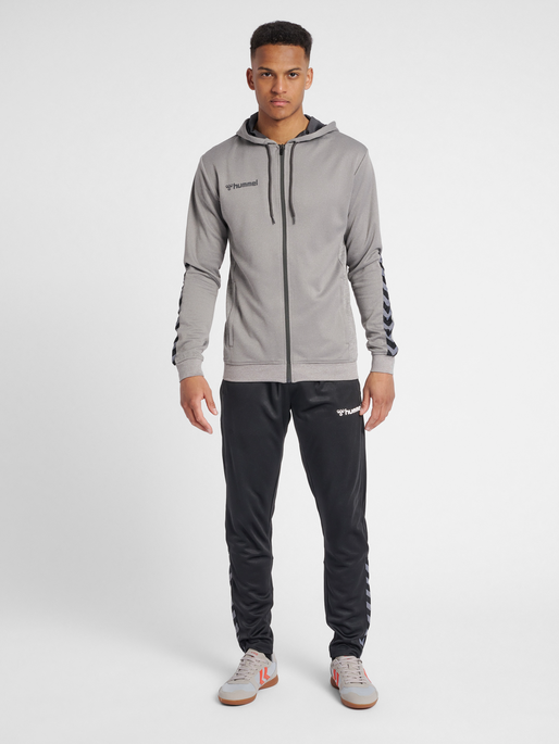 hmlAUTHENTIC POLY ZIP HOODIE, GREY MELANGE, model