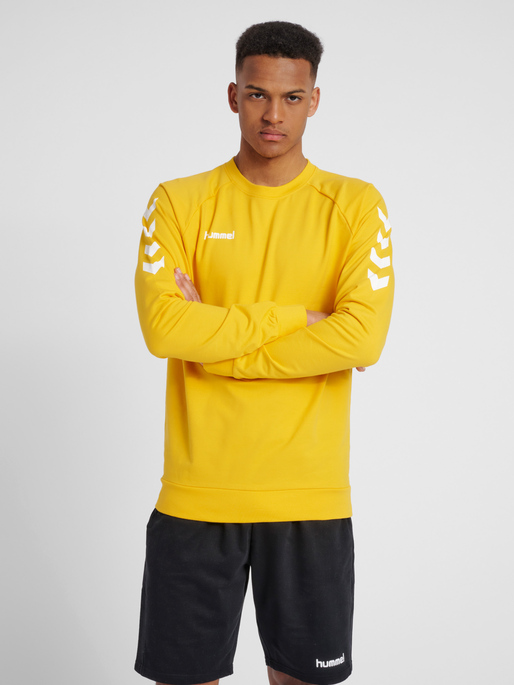 HMLGO COTTON SWEATSHIRT, SPORTS YELLOW, model