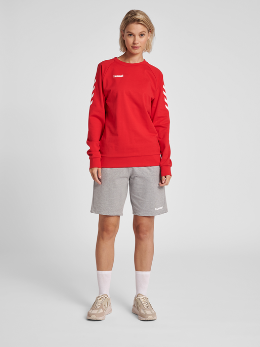 HMLGO COTTON SWEATSHIRT WOMAN, TRUE RED, model