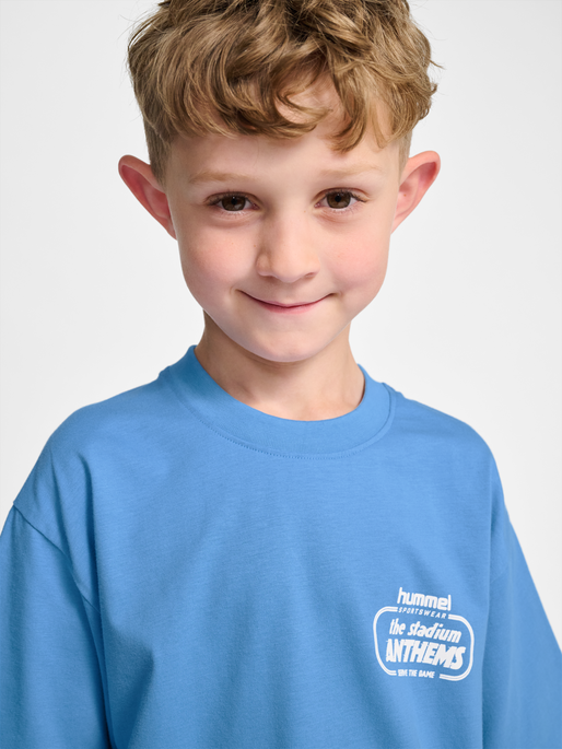 hmlJR LOOSE T-SHIRT S/S STADIUM, LICHEN BLUE, model