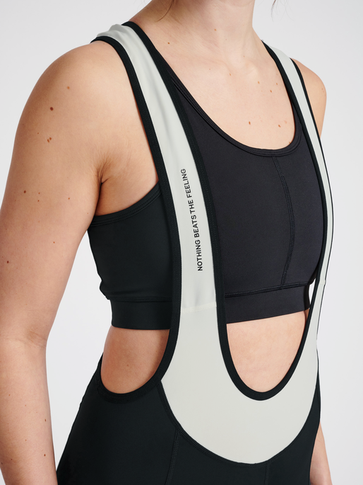 WOMENS CORE BIKE PANEL BIB SHORTS, BLACK/WHITE, model