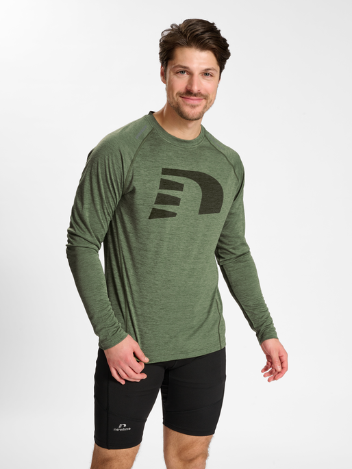 nwlORLANDO T-SHIRT L/S MEN, FOUR LEAF CLOVER MELANGE, model