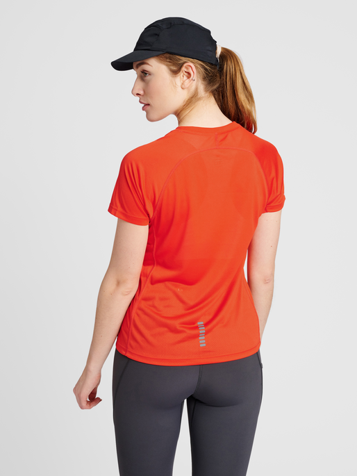WOMEN RUNNING T-SHIRT S/S, SPICY ORANGE, model